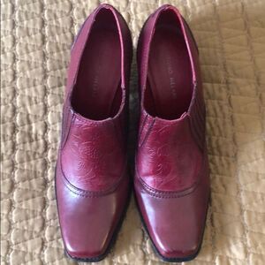 ANTONIO MELANI OXBLOOD BOOTS WITH EMBOSSED FLORAL